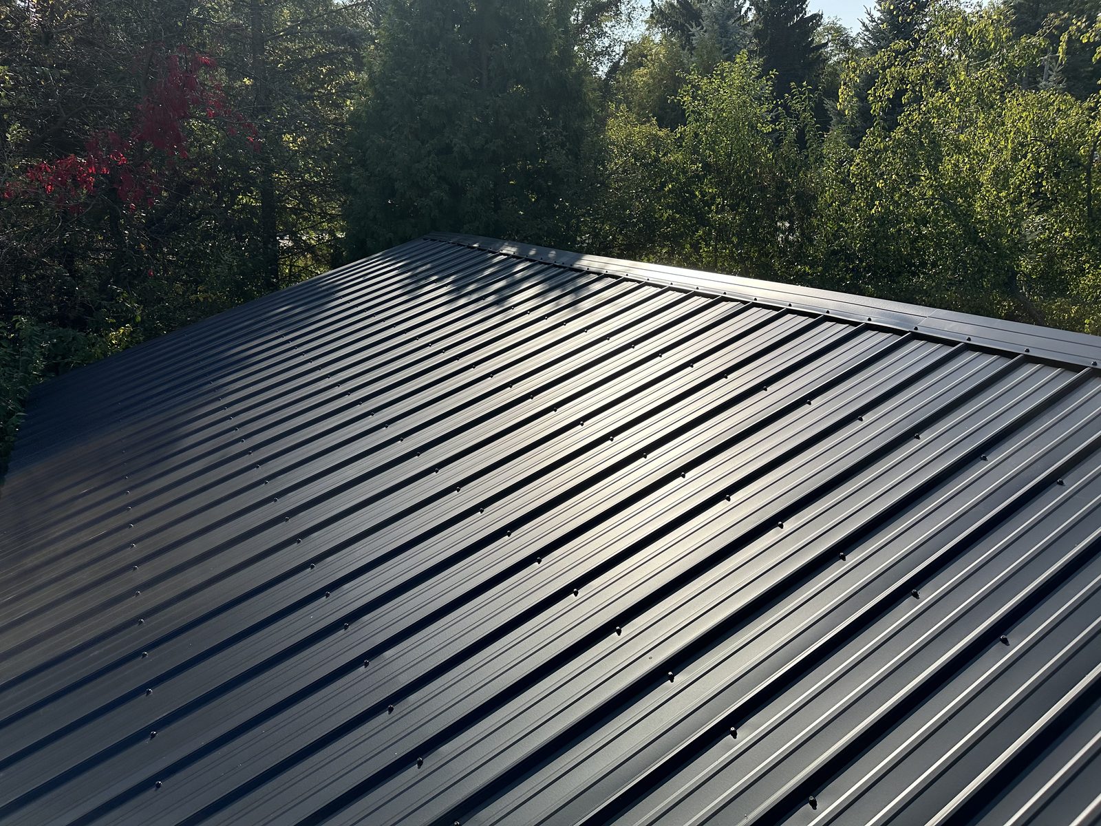 Exposed fastener metal roof installed by Michigan Metal Roofing